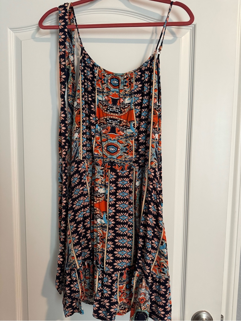 Tiered Floral Print Sundress in Navy and Orange